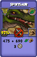 Wizard101 Life spell card: Spinysaur, Spell ID 4074