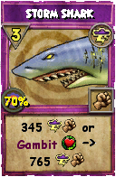 Wizard101 Storm spell card: Storm Shark, Spell ID 4870
