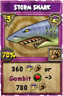 Wizard101 Storm spell card: Storm Shark, Spell ID 4864