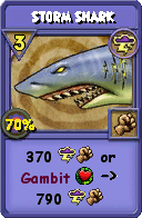 Wizard101 Storm spell card: Storm Shark, Spell ID 4867