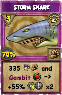 Wizard101 Storm spell card: Storm Shark, Spell ID 4866
