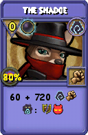 Wizard101 Shadow spell card: The Shadoe, Spell ID 4081
