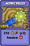 Wizard101 Myth spell card: Mythic Volley, Spell ID 4207