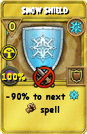Wizard101 Ice spell card: Snow Shield, Spell ID 5028