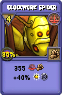 Wizard101 Balance spell card: Clockwork Spider, Spell ID 5048