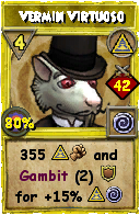 Wizard101 Myth spell card: Vermin Virtuoso, Spell ID 5054