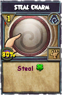 Wizard101 Shadow spell card: Steal Charm, Spell ID 5081