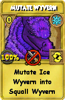 Wizard101 Ice spell card: Mutate Wyvern, Spell ID 5086