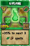 Wizard101 Life spell card: Life Fuel, Spell ID 5091