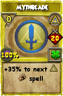 Wizard101 Myth spell card: Mythblade, Spell ID 5095
