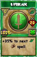 Wizard101 Life spell card: Lifeblade, Spell ID 5096