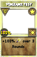 Wizard101 Star spell card: Vengeance TEST, Spell ID 5107