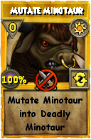 Wizard101 Sun spell card: Mutate Minotaur, Spell ID 5109