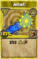 Wizard101 Myth spell card: Assail, Spell ID 5110
