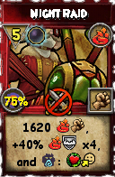 Wizard101 Fire spell card: Night Raid, Spell ID 5121