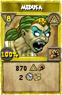 Wizard101 Myth spell card: Medusa, Spell ID 5179