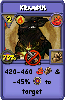 Wizard101 Fire spell card: Krampus, Spell ID 5210