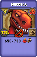Wizard101 Fire spell card: Firezilla, Spell ID 5243
