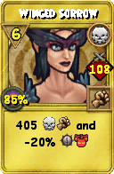 Wizard101 Death spell card: Winged Sorrow, Spell ID 5249