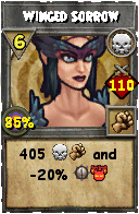 Wizard101 Death spell card: Winged Sorrow, Spell ID 5250