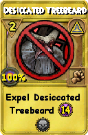 Wizard101 Myth spell card: Desiccated Treebeard, Spell ID 5259