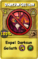 Wizard101 Myth spell card: Darksun Goliath, Spell ID 5261