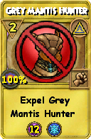 Wizard101 Myth spell card: Grey Mantis Hunter, Spell ID 5264