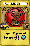 Wizard101 Myth spell card: Raptorial Sentry, Spell ID 5265