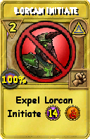 Wizard101 Myth spell card: Lorcan Initiate, Spell ID 5279