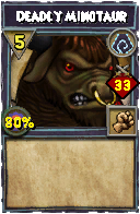 Wizard101 Shadow spell card: Deadly Minotaur, Spell ID 5283