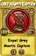 Wizard101 Myth spell card: Grey Mantis Captain, Spell ID 5286