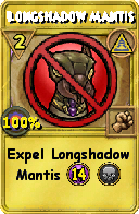 Wizard101 Myth spell card: Longshadow Mantis, Spell ID 5294