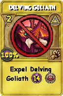 Wizard101 Myth spell card: Delving Goliath, Spell ID 5308