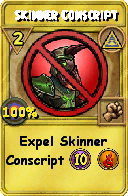 Wizard101 Myth spell card: Skinner Conscript, Spell ID 5324