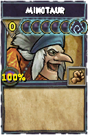 Wizard101 Shadow spell card: Minotaur, Spell ID 5334