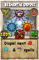 Wizard101 Balance spell card: Elemental Defuse, Spell ID 5342