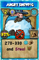 Wizard101 Ice spell card: Angry Snowpig, Spell ID 5350