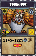 Wizard101 Shadow spell card: Storm Owl, Spell ID 5377