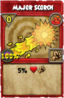 Wizard101 Fire spell card: Major Scorch, Spell ID 5379