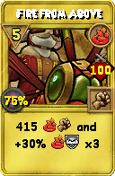 Wizard101 Fire spell card: Fire from Above, Spell ID 5387