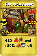 Wizard101 Fire spell card: Fire from Above, Spell ID 5388