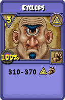 Wizard101 Myth spell card: Cyclops, Spell ID 5397