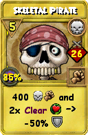 Wizard101 Death spell card: Skeletal Pirate, Spell ID 5398