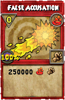 Wizard101 Fire spell card: False Accusation, Spell ID 5420