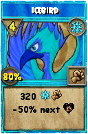 Wizard101 Ice spell card: Icebird, Spell ID 5434