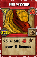 Wizard101 Fire spell card: Fire Wyvern, Spell ID 5436