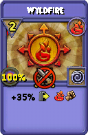 Wizard101 Fire spell card: Wyldfire, Spell ID 5437