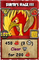 Wizard101 Fire spell card: Surtr's Rage III, Spell ID 5445