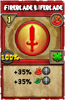 Wizard101 Fire spell card: Fireblade Lifeblade, Spell ID 5477