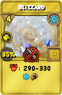 Wizard101 Ice spell card: Blizzard, Spell ID 5505